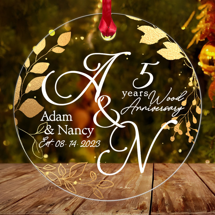 Couple Wedding Wooden Figurines - Personalized Acrylic Ornament