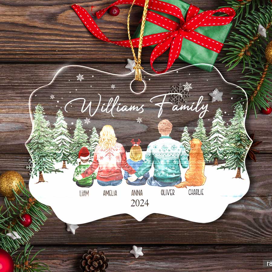 Family Of 3 Ornament With Dog | Custom Christmas Ornament Family Of 3 ...