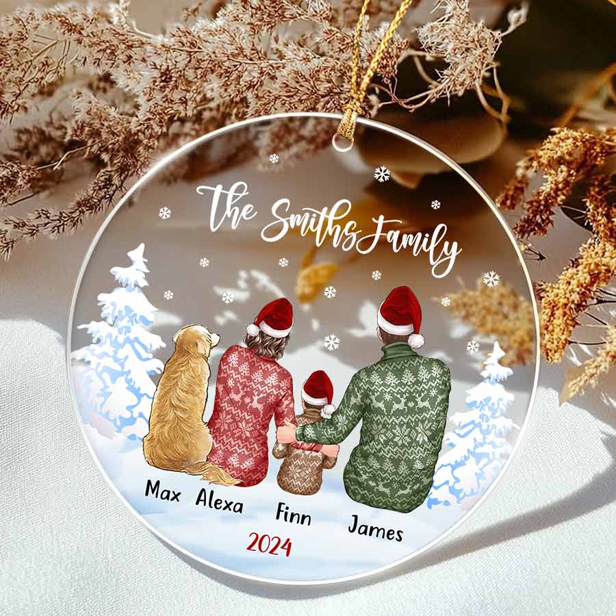 Family Of 3 Ornament With Dog | Family Of 3 Christmas Ornaments ...