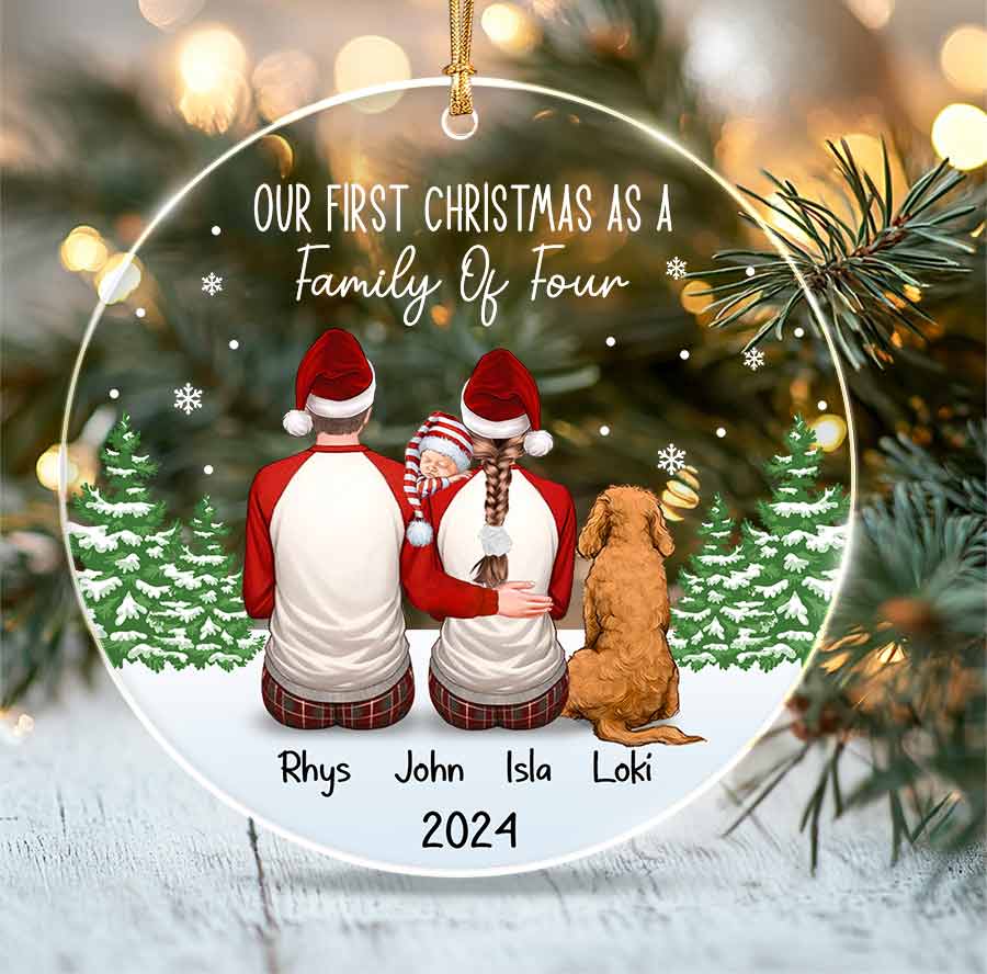 Family Of 3 Ornament With Dog | Personalized Family Of 3 With Dog ...