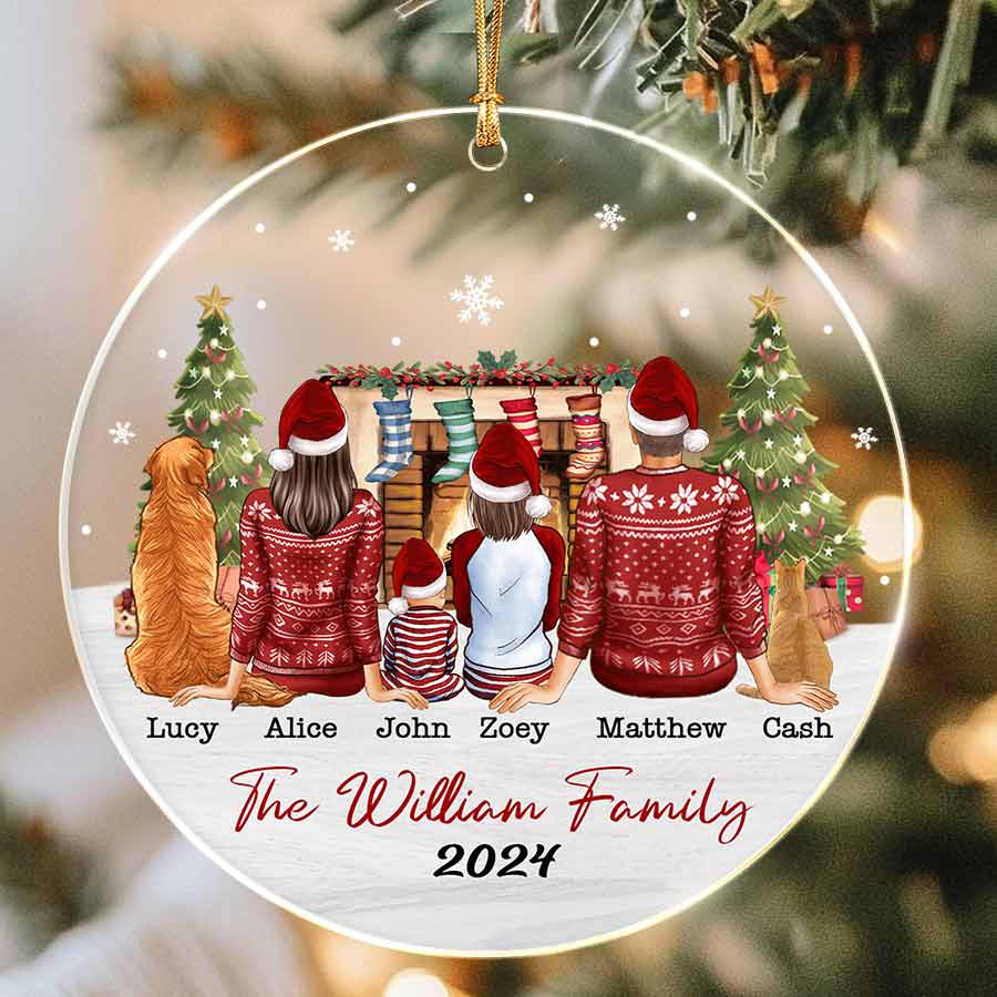 Family Of 3 Ornament With Dog | Personalized Family Of 3 With Dogs ...