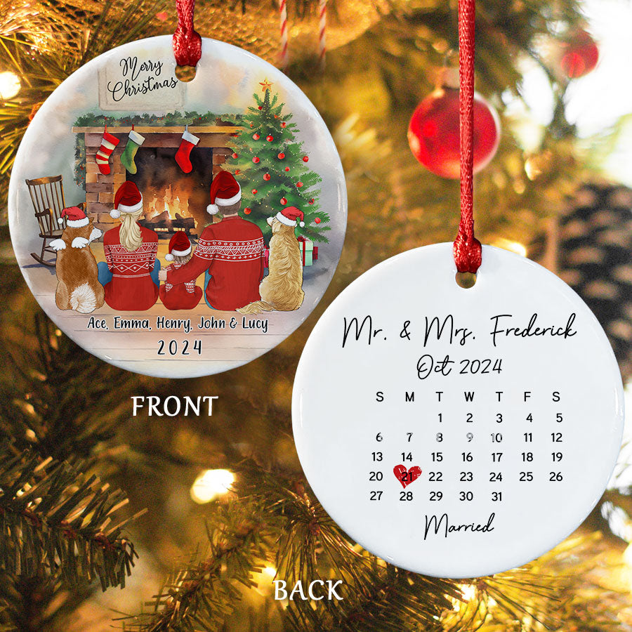 Family Of 3 Ornament With Dog | Personalized Family Of 3 Ornament With ...