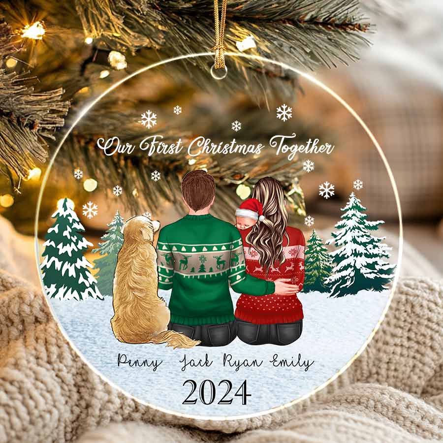 Family Of 3 Ornament With Dog | Personalized Family Of 3 With Dog ...