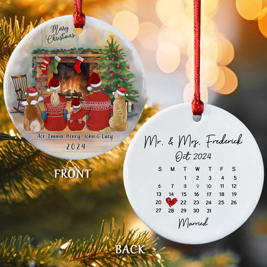Family Of 3 Ornament With Dog | Personalized Family Of 3 Ornament With ...