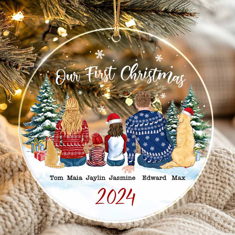 Family Of 3 With Cat Ornament | Personalized Christmas Family Of 3 ...