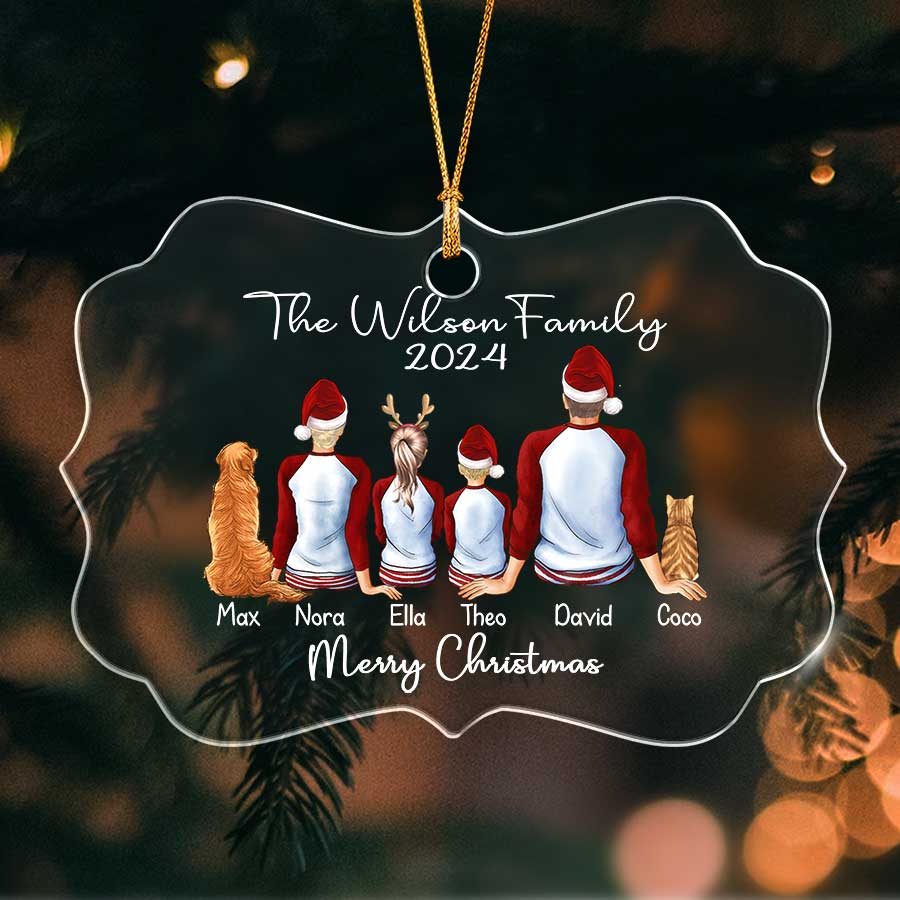 Family Of 6 With 2 Dogs Ornament | Family Of 6 With Dog Ornament ...