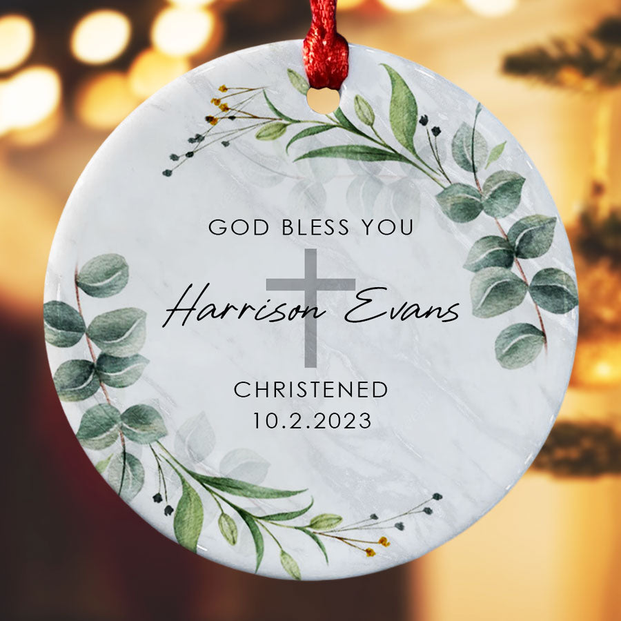 Christening Ornaments Personalized Cross For Baptism Gift For Boy