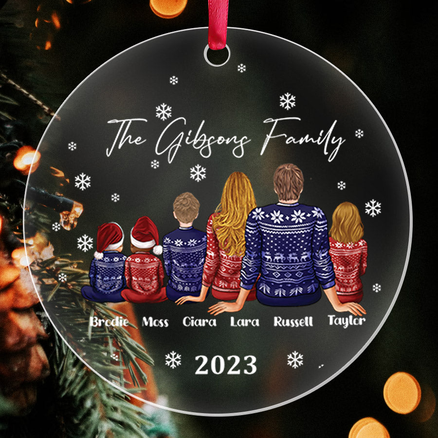 Custom Family Christmas Ornaments | Family Of 6 Ornament | Custom ...