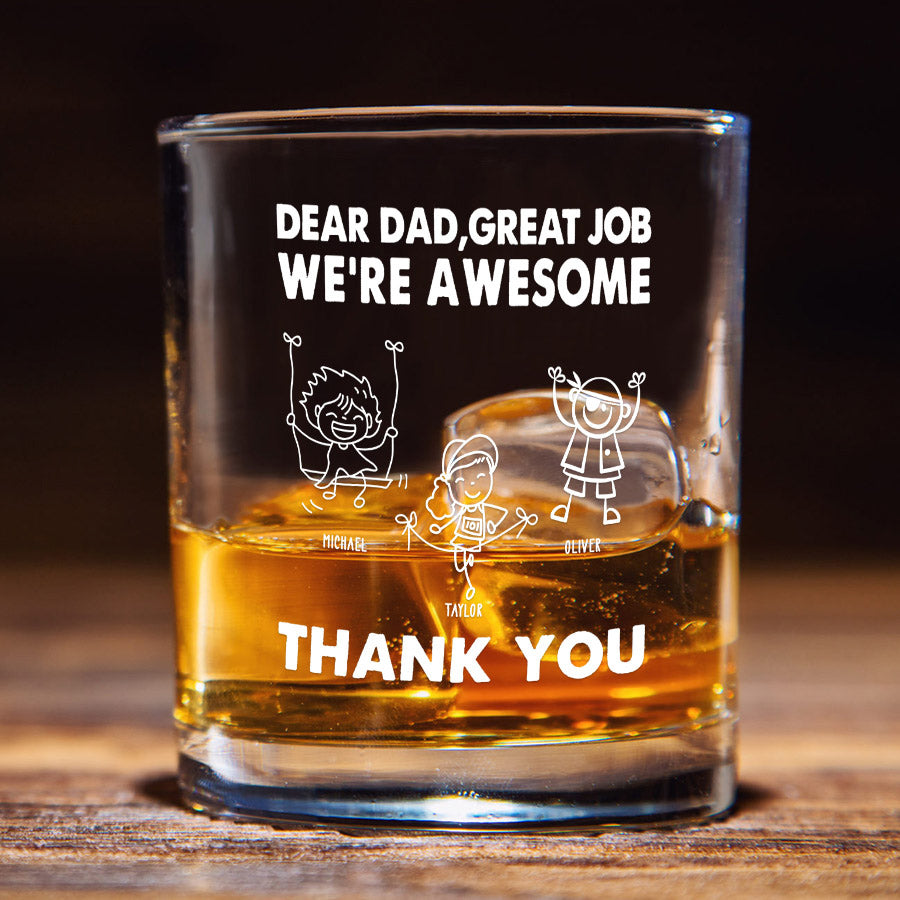Personalized Dad Pint Glass - Gift Idea For Father's Day - Dear Dad Great Job I'm Awesome