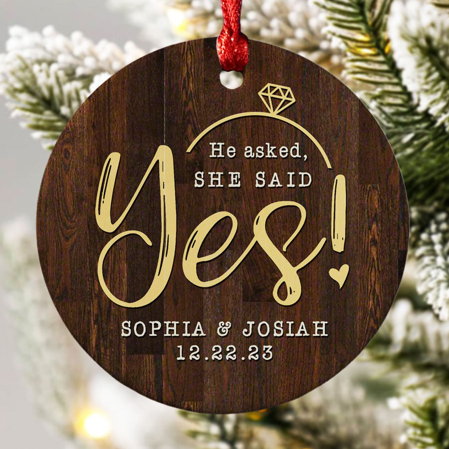 Engagement Photo Ornament She Said Yes Ornament Engagement Photo