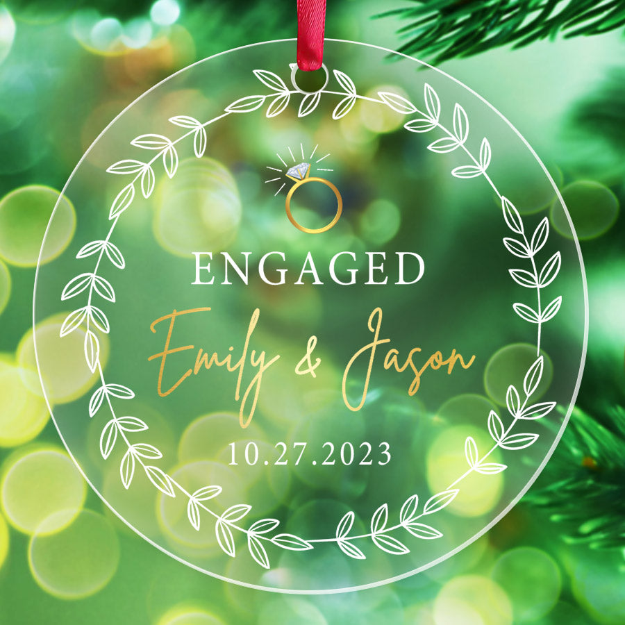 Engagement Tree Ornament Personalized Engagement Ornaments Ornament