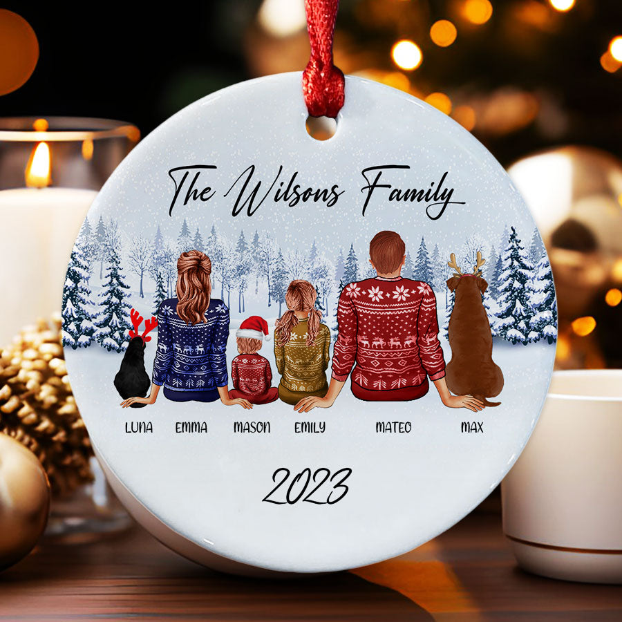 Family Of 4 With 2 Dogs Ornament | Family Christmas Ornaments 2023 ...