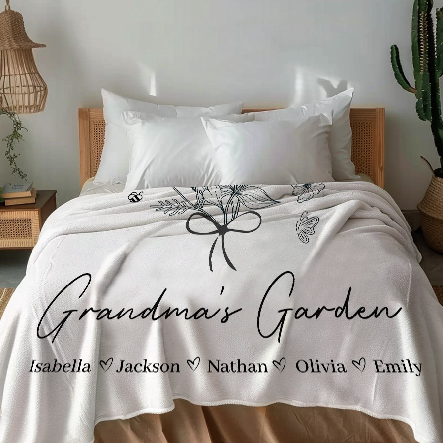 Grandma Blanket With Grandkids Names Mothers Day Personalised Gifts For Grandma Grandma'S