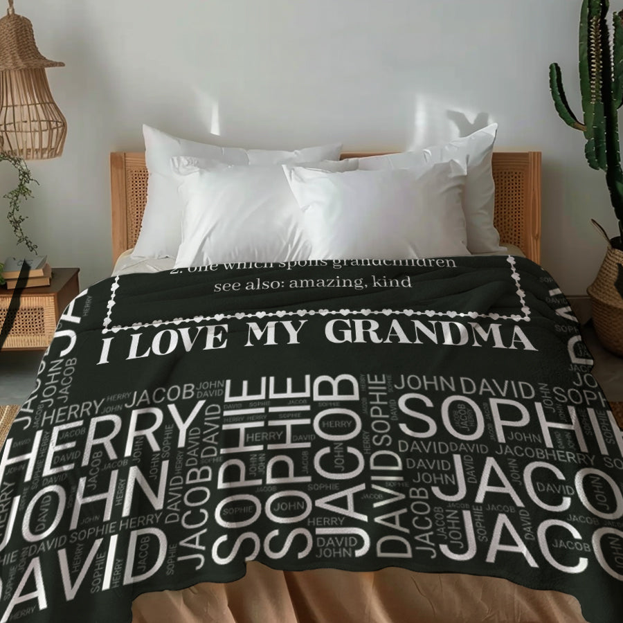 Grandma Blanket With Grandkids Names Mothers Day Blanket For Grandma Personalised Mothers