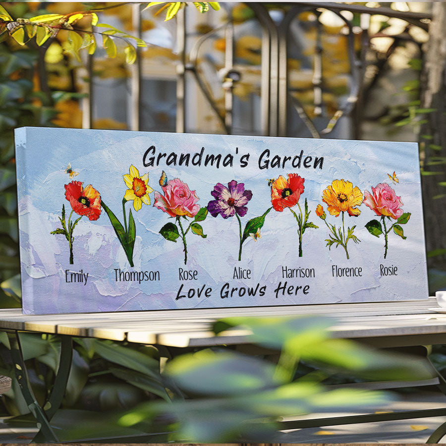 Personalized Grandma's Garden Metal Sign - Mother's Day Gift Idea For Grandma/Mother - Up to 10 Kids - Grandma's Garden