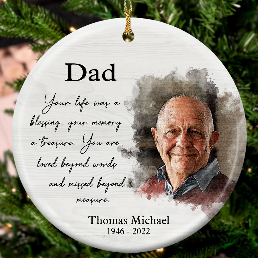Memorial Ornaments For Dad Remembrance Ornament With Photo Your