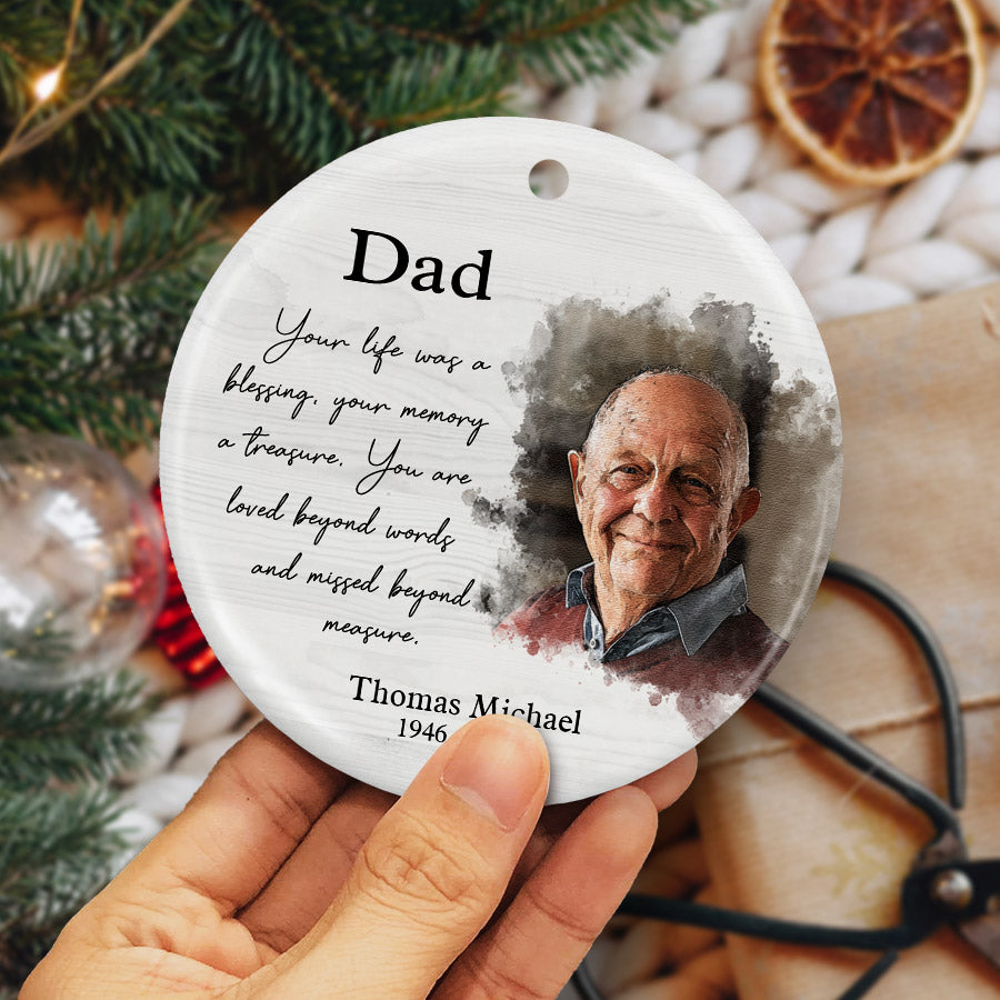 Memorial Ornaments For Dad Remembrance Ornament With Photo Your