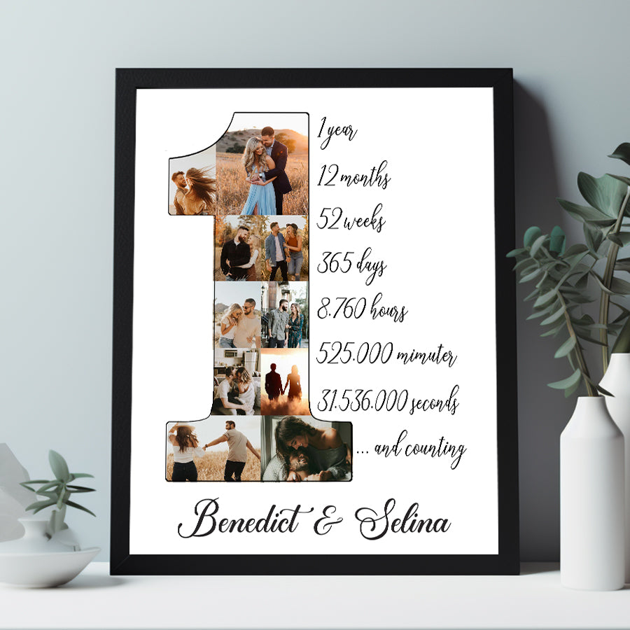 Photo Frame Anniversary Gift Ideas First Anniversary Boyfriend Our First Year Together Personalized Photo Collage Canvas, One Year Anniversary Gifts