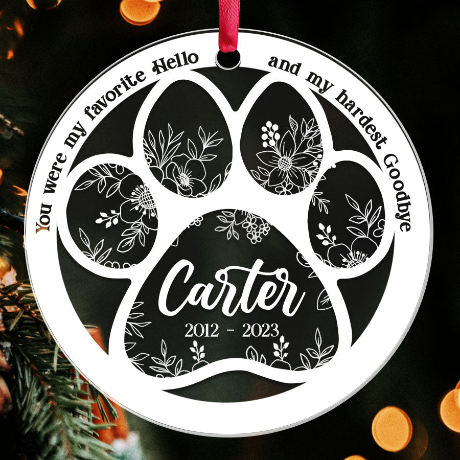 Paw Print Memorial Ornament Ornament For Dog Who Passed Away You