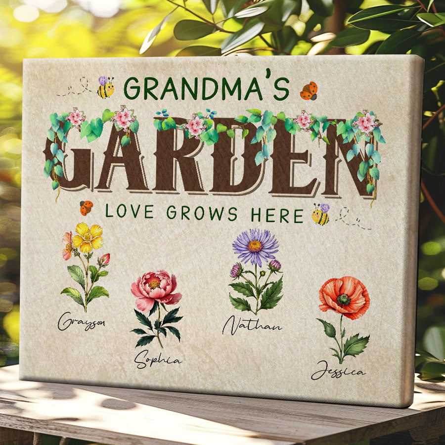 Grandma's Garden Where Love Grows - Family Personalized Custom Home Decor Flower Vase - House Warming Gift For Mom, Grandma