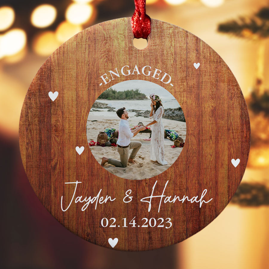 Photo Engagement Ornaments Custom Ornaments With Picture Ceramic
