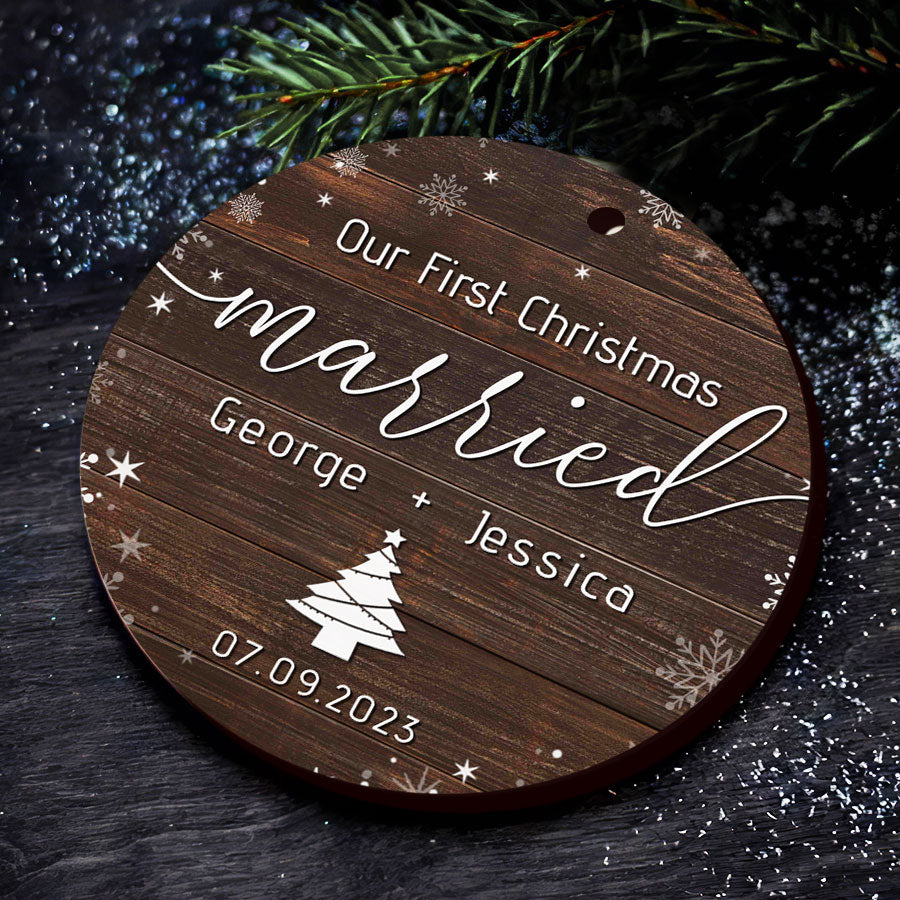 Wedding Photo Ornament Custom Married 2023 Ornament Ceramic