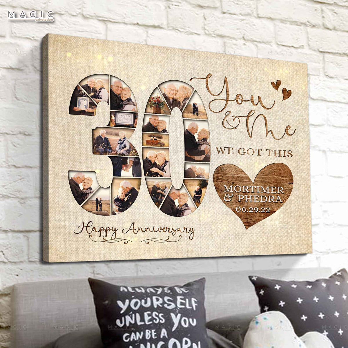 30 Year Wedding Anniversary Gifts Custom Photos on Canvas Decor