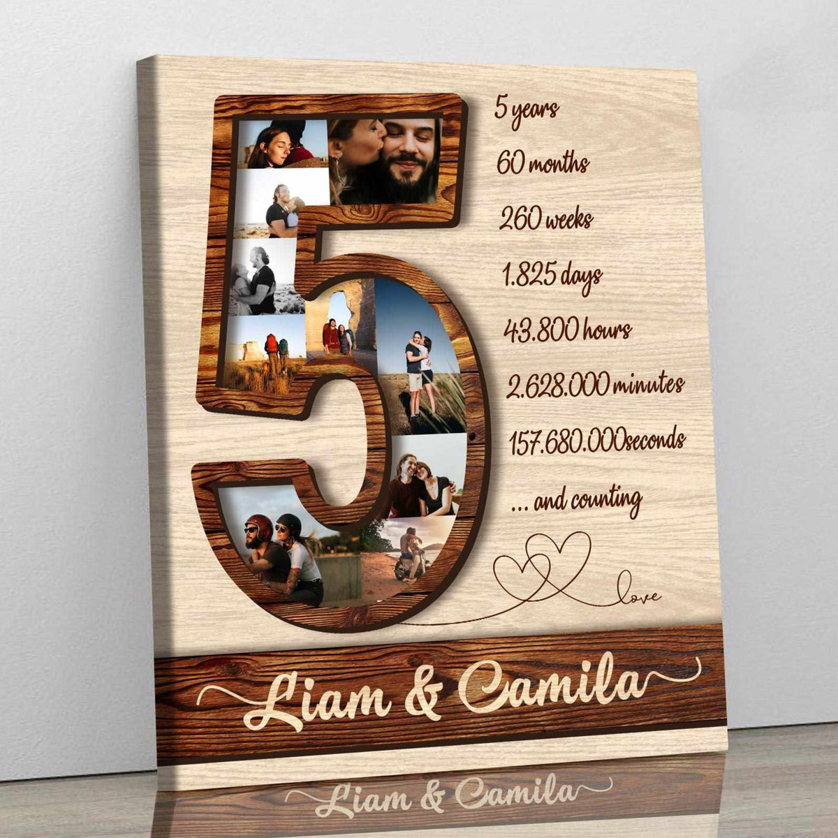 Custom Wood Anniversary Gifts For Him, Fifth Anniversary Gift For Husband  Print, Love And Laughter - Best Personalized Gifts For Everyone