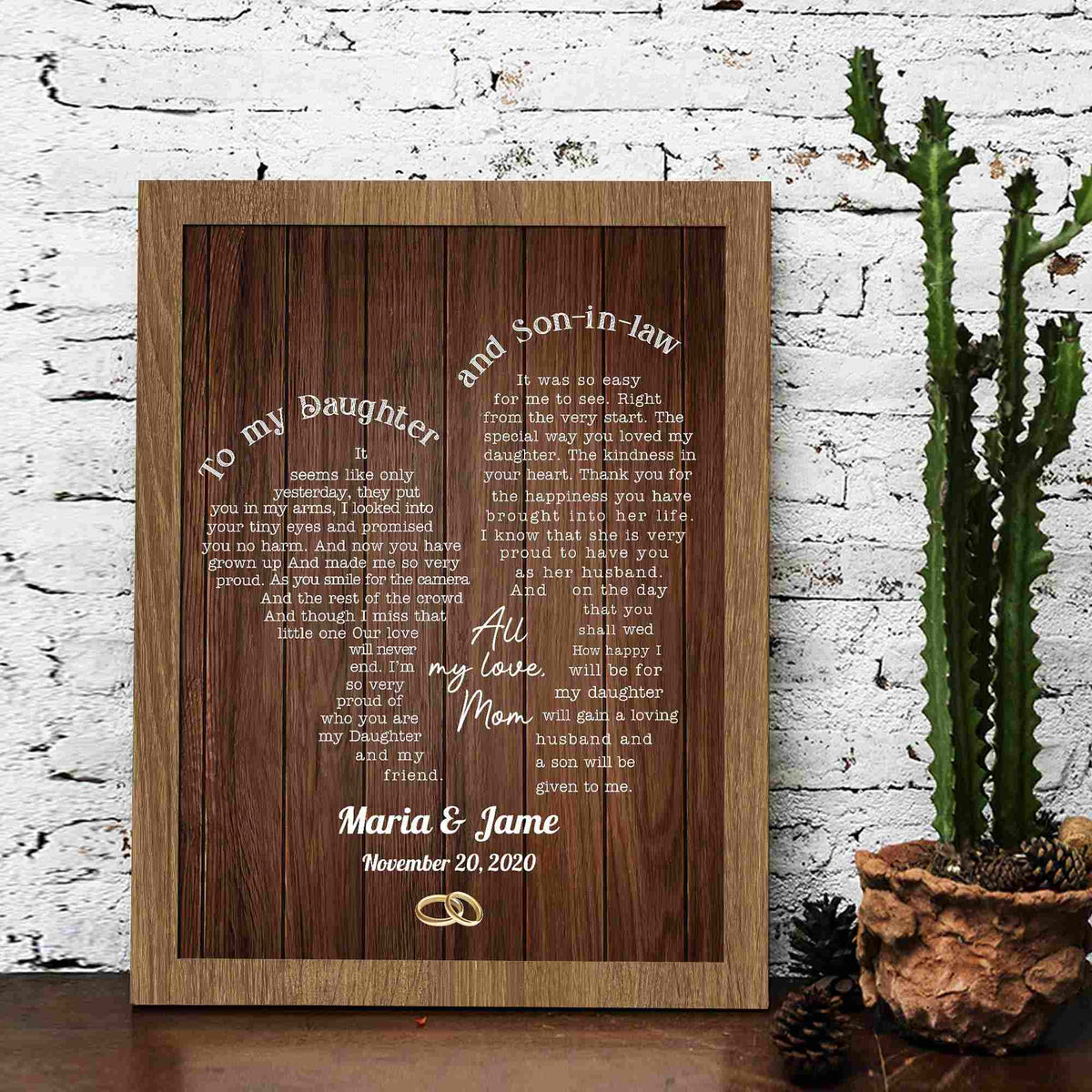 Custom Wedding Gifts For Daughter In Law & My Son, Wooden Plaque Canva ...
