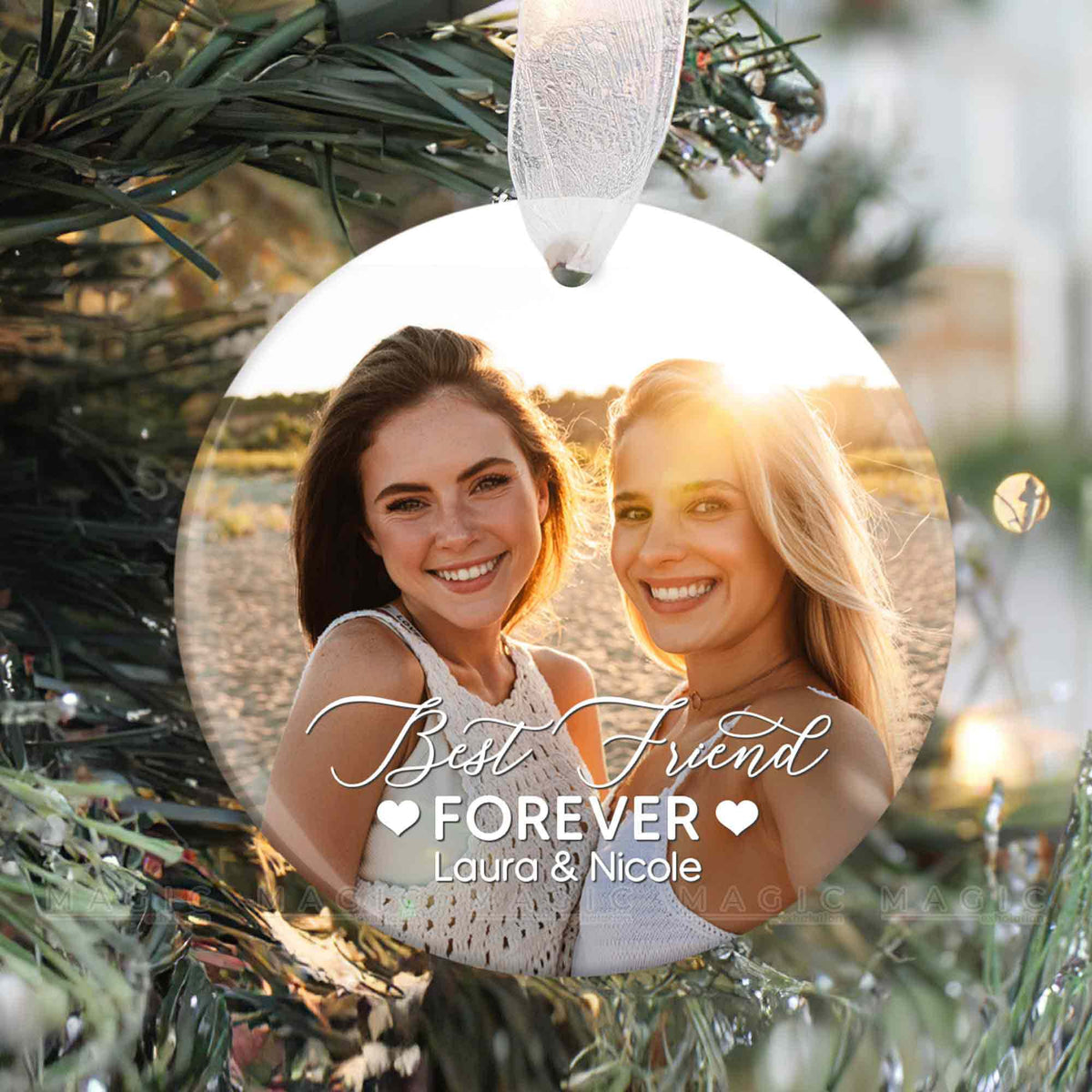 Best Friend Ornament, Best Friend Forever Christmas Ornament 2022, Custom Ornament with Picture