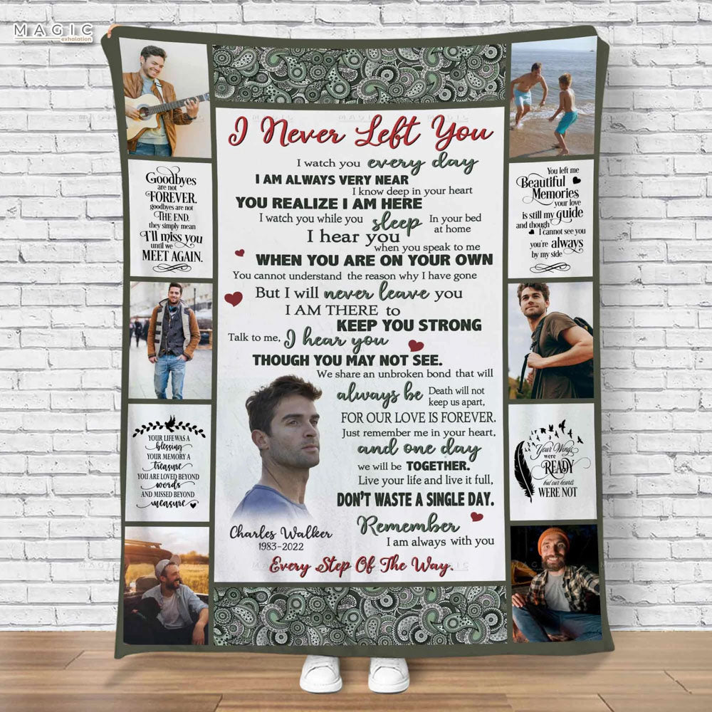 Best Memorial Gifts, I Never Left You Memorial Blanket, Customized