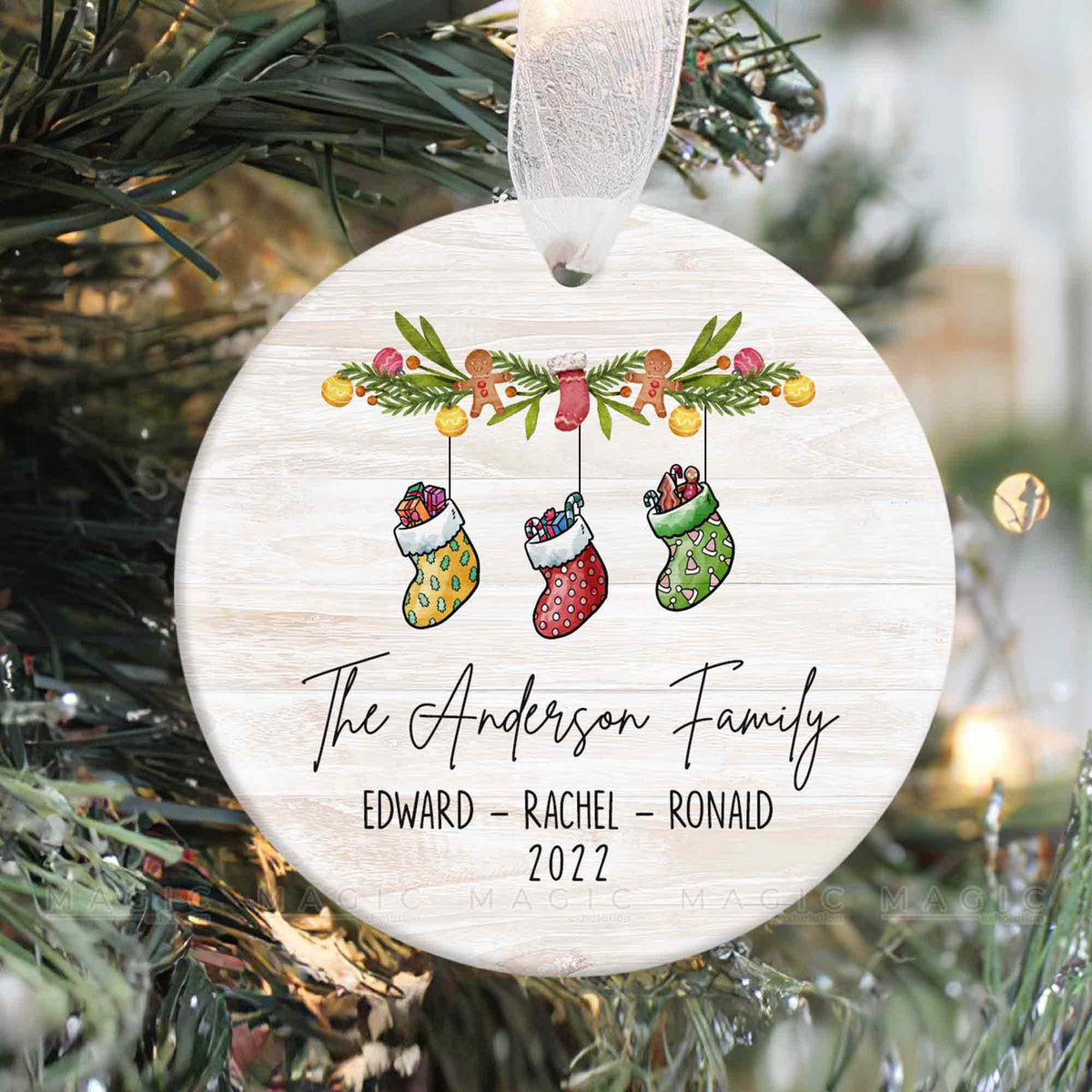 Family of 3 Ornament, Cute Socks Family Christmas Ornaments