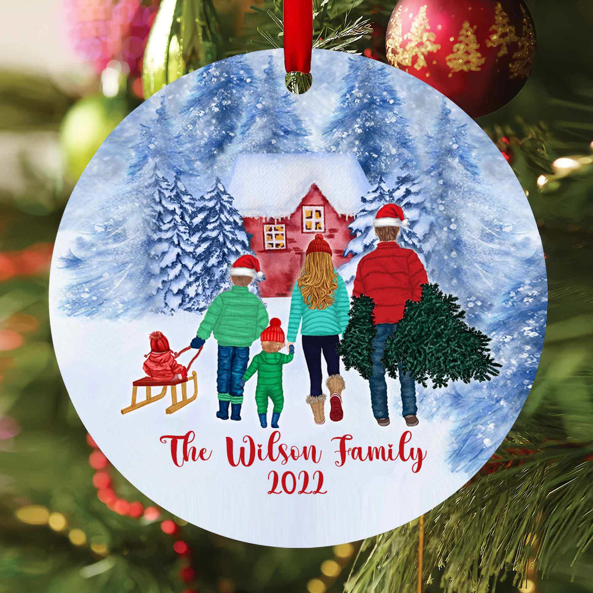 Personalized Family of 5 Ornament, Custom Name Ornament for Christmas ...