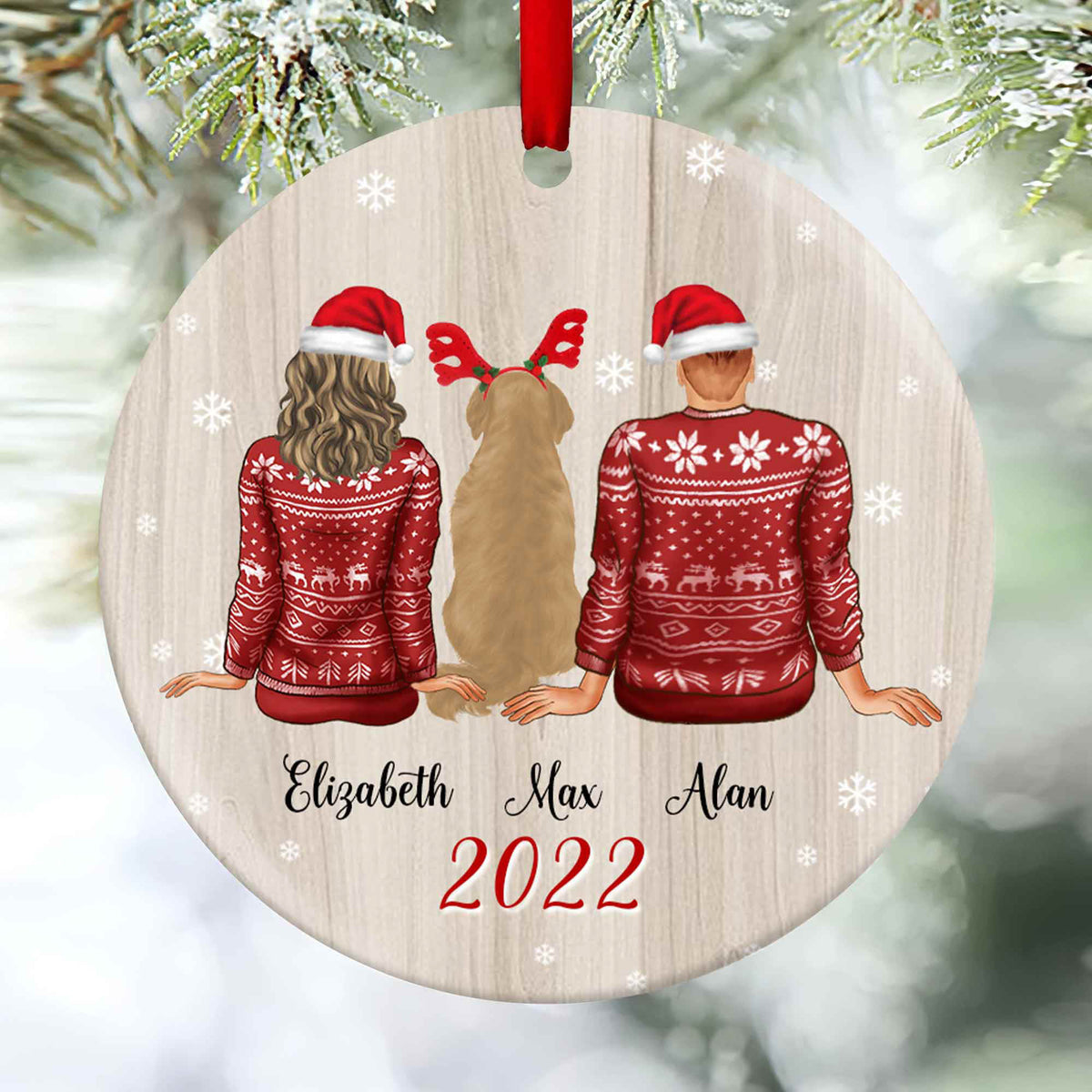 Personalized Couples Christmas Ornament, Customized Valentines Gifts