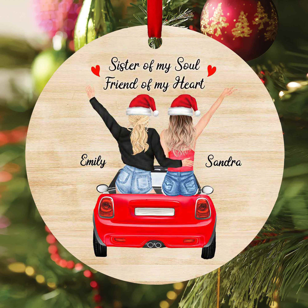 Custom Friends Ornaments Christmas 2022, Sister on My Soul Besties
