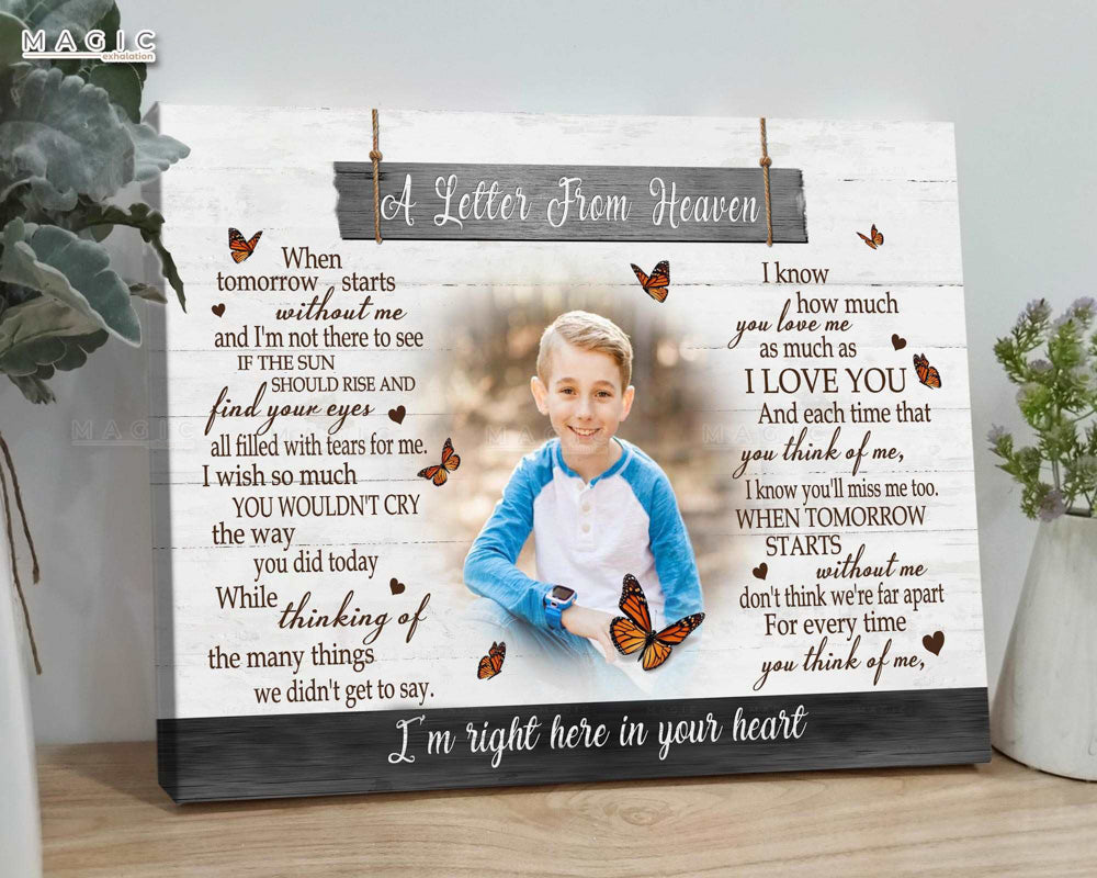 Memorial Gift Loss of Son with A Letter from Heaven Remembrance Poem