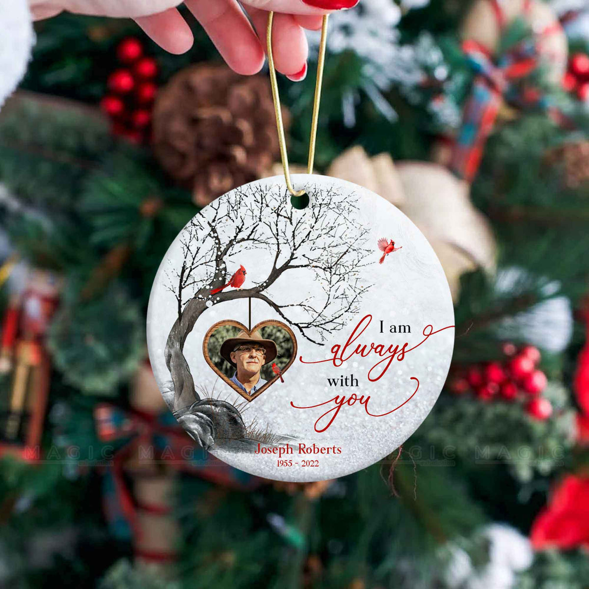 Memorial Ornaments with Picture Memory Gifts For Loss Of Dad, Grandpa
