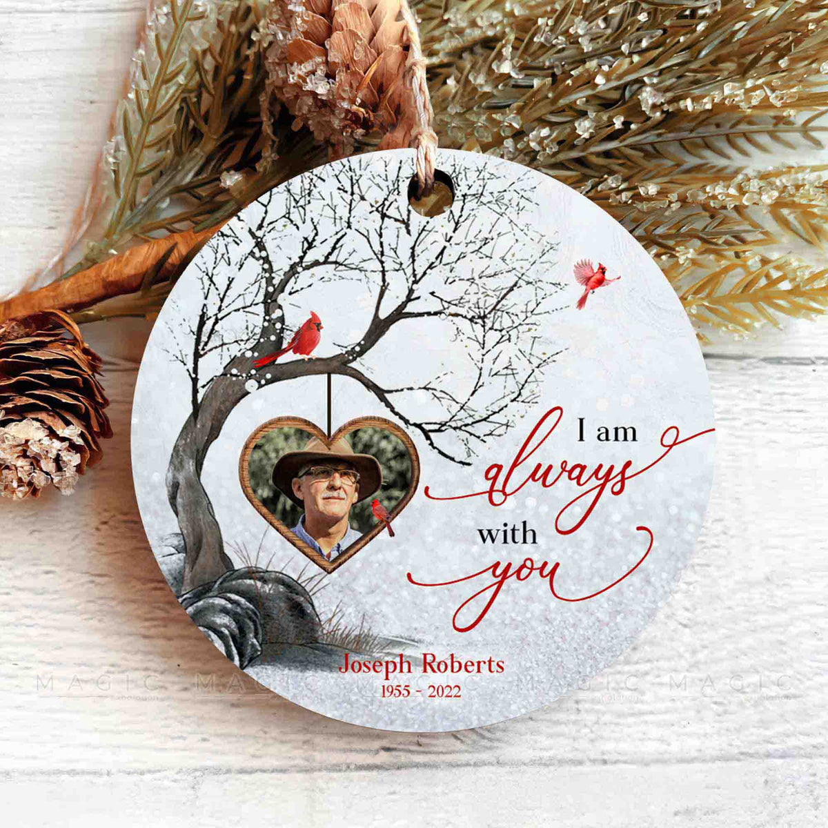 Memorial Ornaments with Picture Memory Gifts For Loss Of Dad, Grandpa