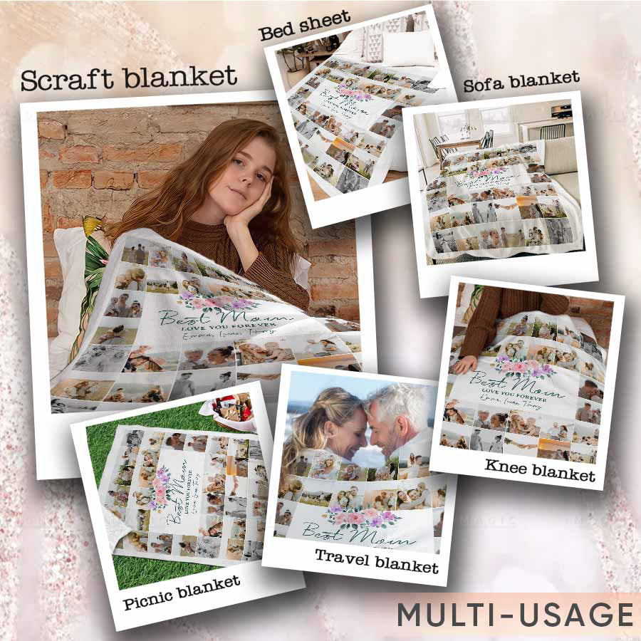 Mother’s Day Photo Blanket Custom Picture Collage Gift for Wife
