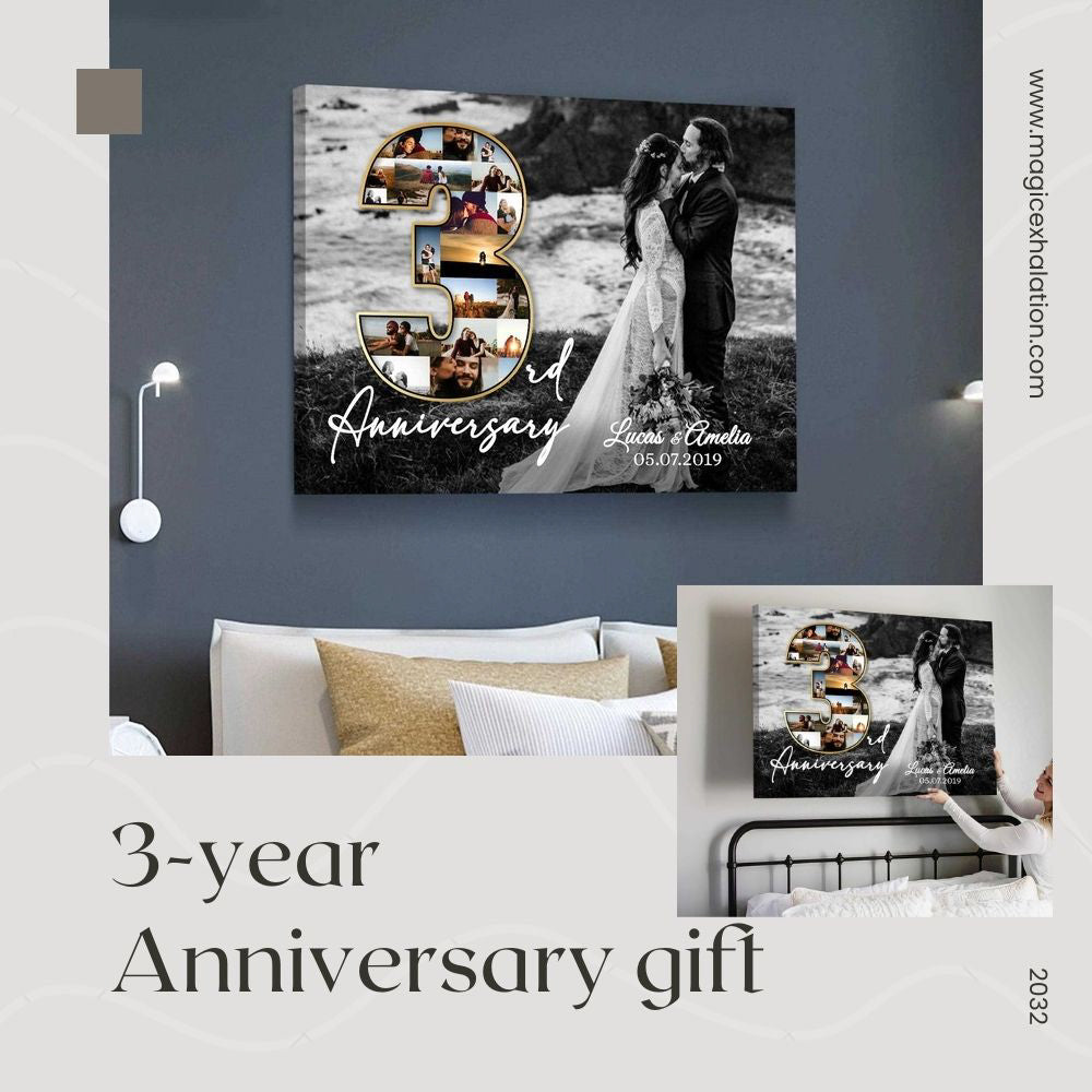 Valentines Custom Gifts | 5 Year Anniversary Gift for Him | FREE  Personalization | 5% OFF | Number Picture Collage Canvas - Magic Exhalation
