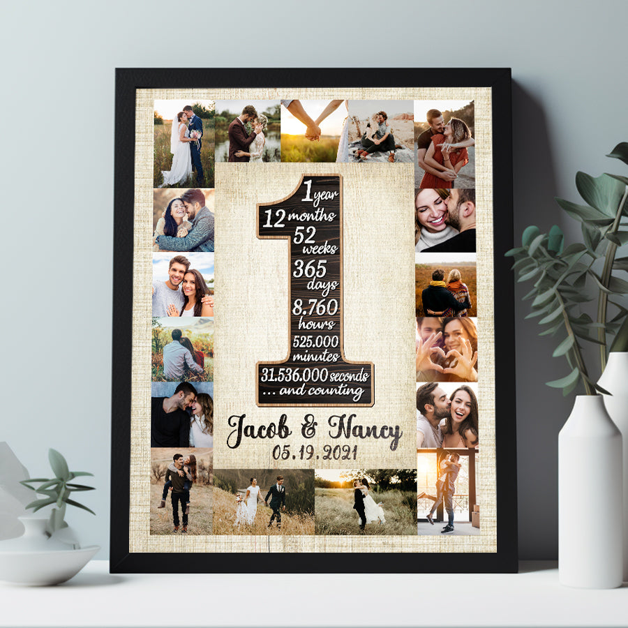 First Anniversary Gift for Him Custom Photo Collage