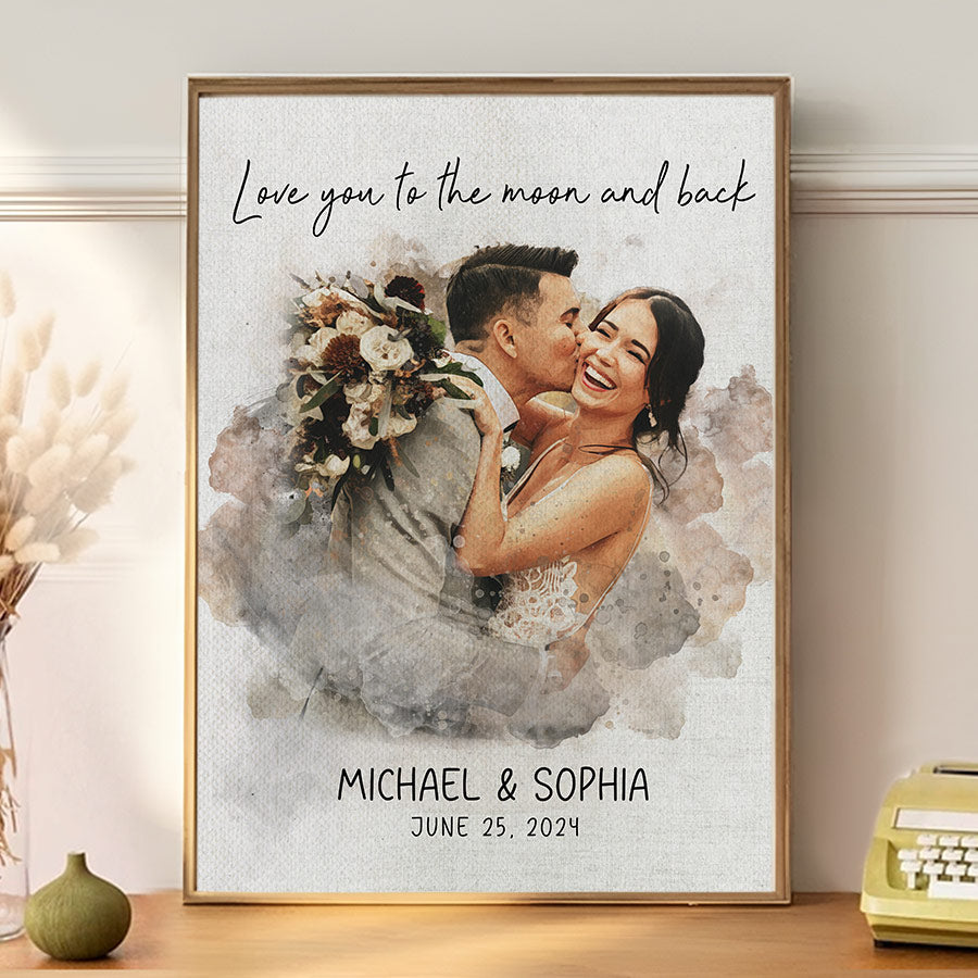 Watercolour Canvas Portrait Painting From Photo