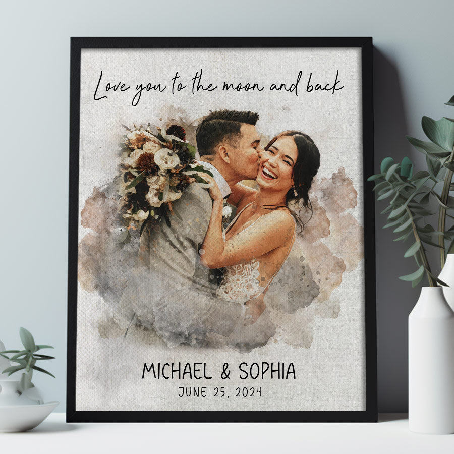 Watercolour Canvas Portrait Painting From Photo