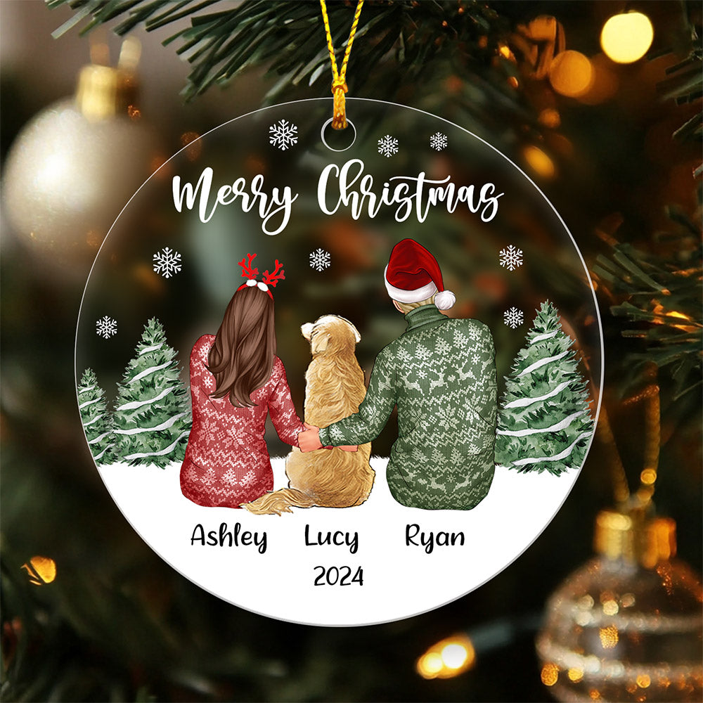 Personalized Couple With Dog Ornament 2025