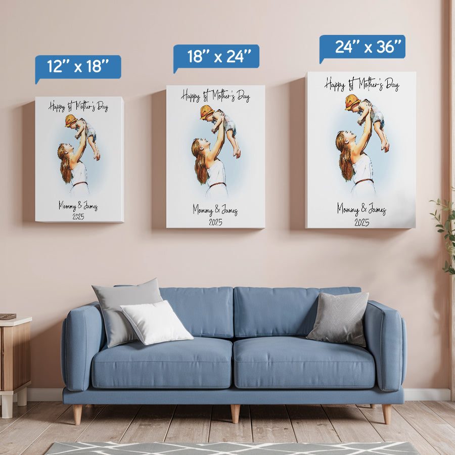 Watercolor Photo Canvas For 1St Mother'S Day