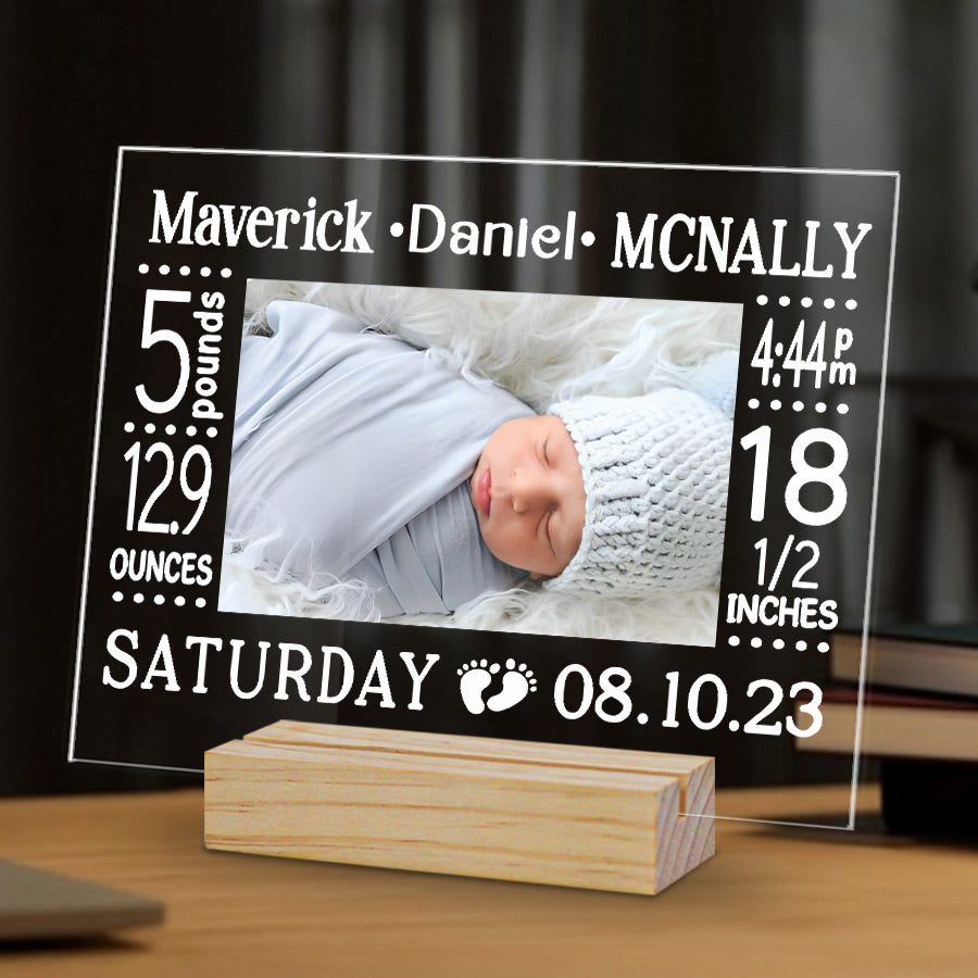 Custom Baby Stats First Time Mothers Day Gift Plaque