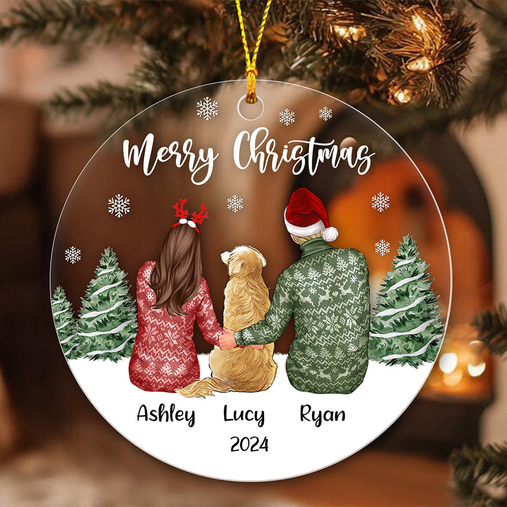 Personalized Couple With Dog Ornament 2025
