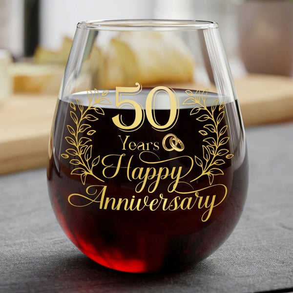 50th wine glass 50 Anniversary Gifts | Golden Wedding Anniversary Wine Glasses | Happy  Anniversary 50 Years Glass With Rings