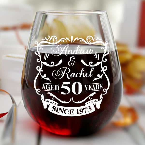 50Th Wedding Anniversary Gift for Parents | 50Th Wedding Anniversary Glasses | 50Th Anniversary Gifts | 50Th Anniversary Glasses, Whiskey Glass