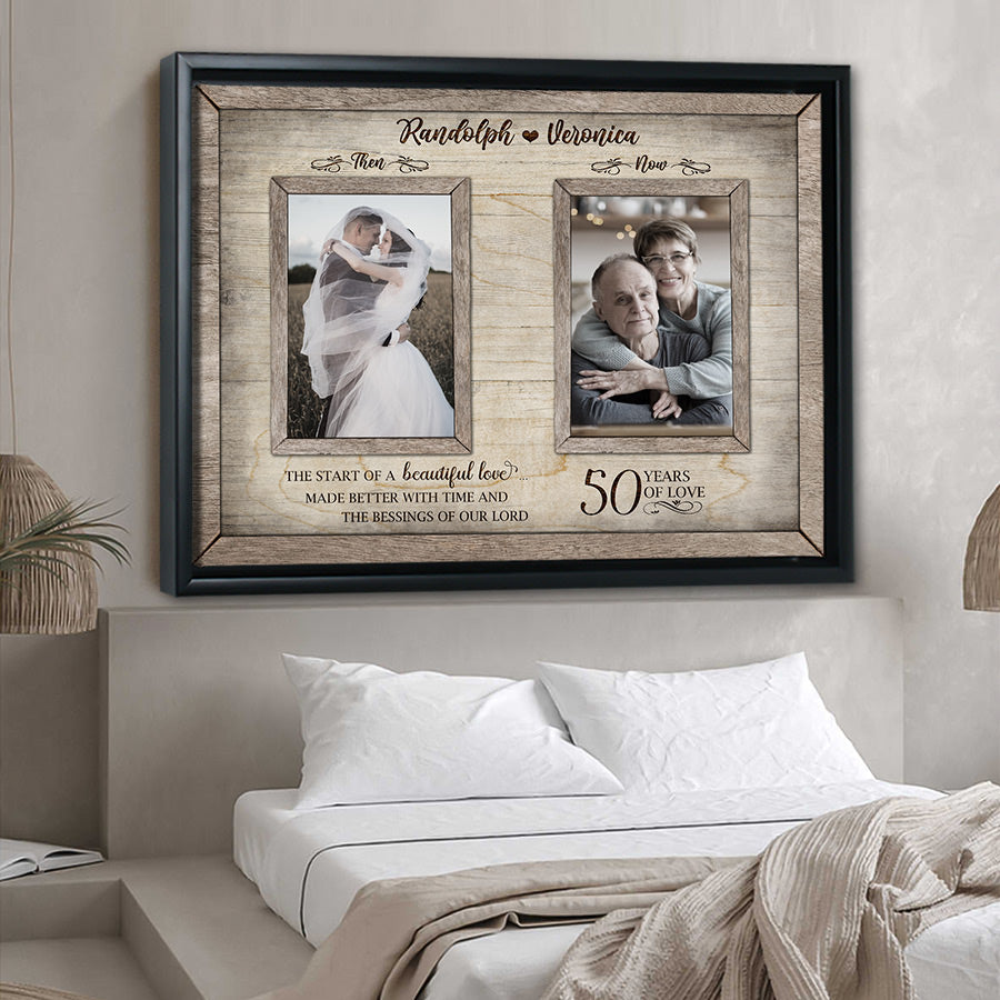 50th Anniversary Then and Now Photo Canvas